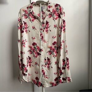 H&M Cream Button Down Top with Pink Florals